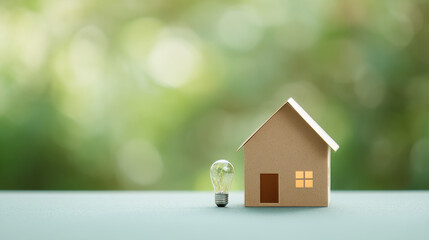 A house and the electric lights beside it embody the concepts of clean energy and sustainable development

