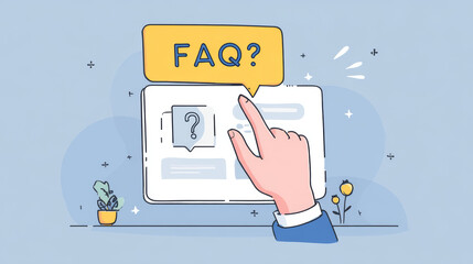 Business people click on "FAQ" to see the answers to their questions
