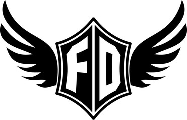 FD logo emblem with winged and shield template