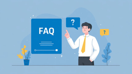 Business people click on "FAQ" to see the answers to their questions
