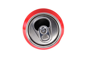 Close-Up View of a Soda Can with Red Top Viewed from Above