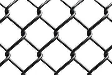 Fototapeta premium High resolution chain link fence texture, metal wire mesh security barrier, fencing detail, seamless pattern, isolated on transparent background