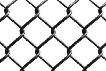 High resolution chain link fence texture, metal wire mesh security barrier, fencing detail, seamless pattern, isolated on transparent background