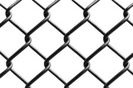 High resolution chain link fence texture, metal wire mesh security barrier, fencing detail, seamless pattern, isolated on transparent background