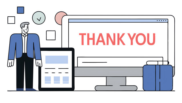 message thank you on a display screen concept of thank you business appreciation and gratitude congratulations presentation from technology digital 40416454 1