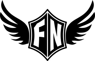 FN logo emblem with winged and shield template
