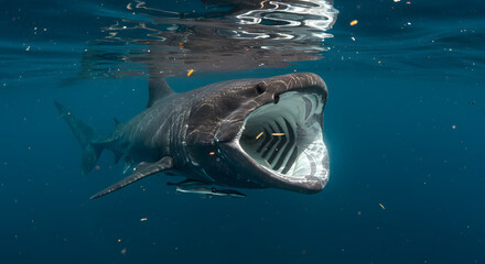 Basking Shark Filter-Feeding Underwater