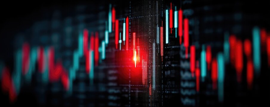 Bearish trend with price confirmation for timing concept. Dynamic stock market chart showcasing trends and data analysis.