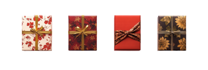 Four gift boxes with autumnal designs