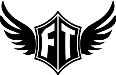 FT logo emblem with winged and shield template