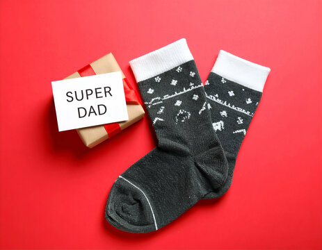 Super Dad Socks Gift Set Father's Day Present Idea with Funny Socks and Card