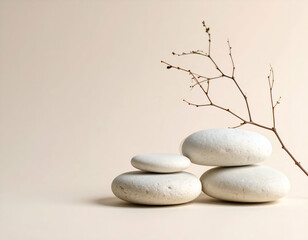 Serene Stones and Branch A Minimalist Nature Abstract