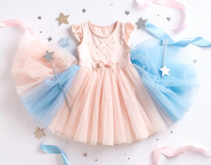 Obraz premium Magical Girl Pastel Tutu Dress Star Wands and Floating Ribbons