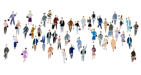 手描きイラスト　スーツ姿の人々　ビジネス	