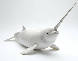 Obraz premium Sculptural Narwhal A White Canvas Masterpiece of Aquatic Life