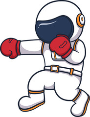 Astronaut Boxer Action Pose Cartoon