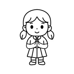 thai student uniform illustration outline