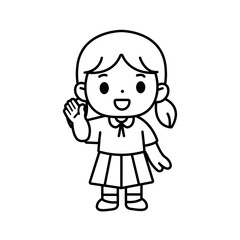 thai student uniform illustration outline