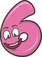 Cute Cartoon Number Six Character