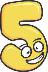 Obraz premium Cute Cartoon Number Five Character