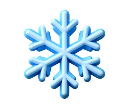 3D cartoon snowflake icon on transparent background - Powered by Adobe