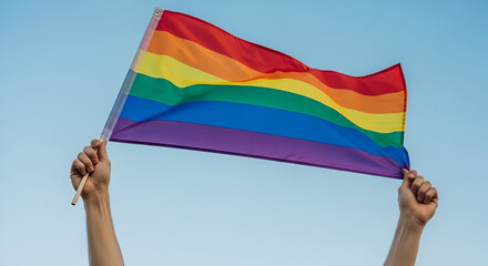 holding rainbow flag LGBT