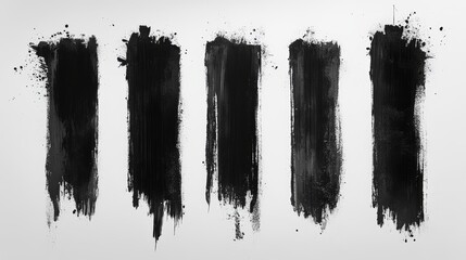 Abstract Black Paint Strokes on White Background Art Design