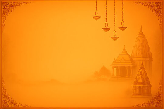 Orange Temple Silhouette at Sunset: A Spiritual Background