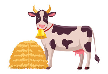 Black and White Cow Bell Illustration