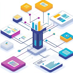 Obraz premium Business analytics visualized with charts, data flows, metric boards, forecast models, actionable insights, KPI dashboards, decision trees, statistical performance summaries.