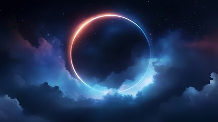 Neon circle in a starry sky