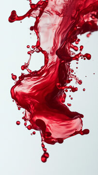 Red thic liquid floating on the air on white background