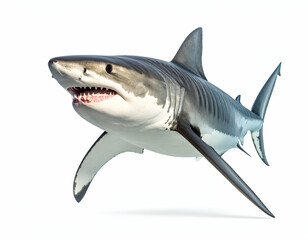 Majestic Tiger Shark A Dynamic Pose, Bold Stripes, Isolated