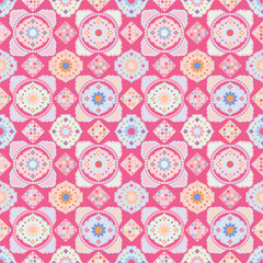 Seamless floral pattern with pink vintage flowers, a decorative vector illustration for textile design or wallpaper