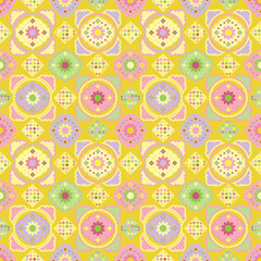 Seamless vintage floral pattern vector illustration with decorative retro flower textile design