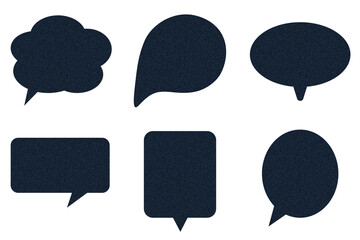 デニム素材のシンプルな吹き出し　セット　グラフィック素材　png