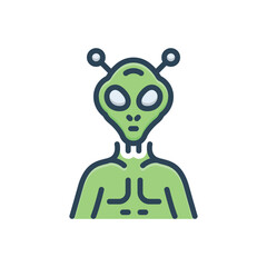 Color illustration icon for alien
