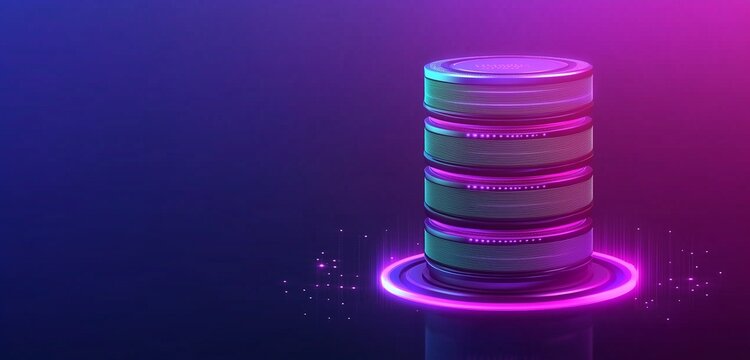 Data center disk storage concept, technology background with database and IT theme