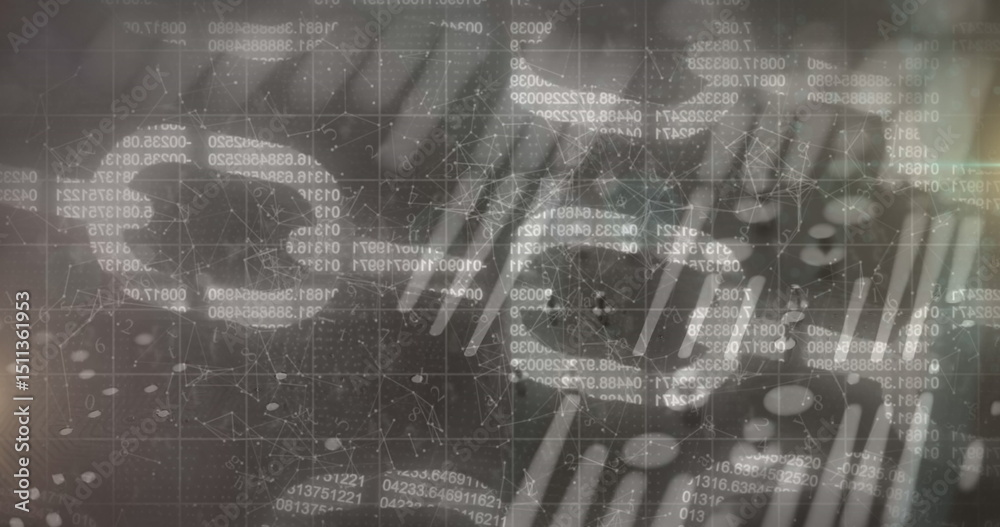 Poster image of block chains with data processing over grid