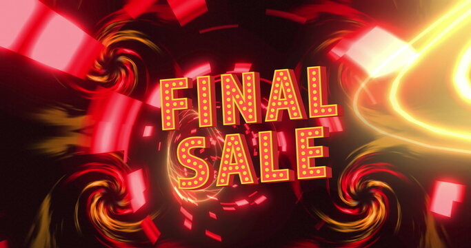 Image of final sale over tunnel made of red lights in black space