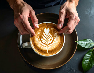 Barista Crafts Intricate Coffee Art Latte Art Perfection
