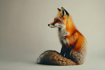 Beautiful red fox sitting in profile with soft lighting and warm tones