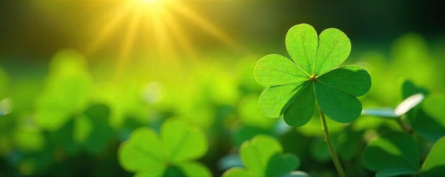 A four-leaf clover bathed in sunlight, symbolizing unexpected fortune and serendipitous blessings; a concept of divine good luck and unexpected prosperity , optimistic, talisman