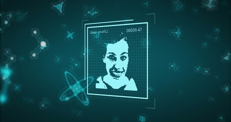 Image of world map over black background