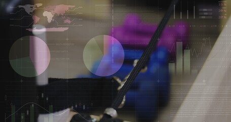 Image of digital interface over gym