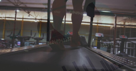 Image of digital interface over men exercising