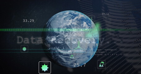 Image of globe and data processing