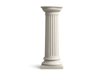 White fluted column with transparent background, perfect for architectural visualization or historical representation