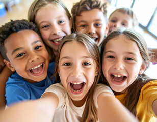 Silly Faces Selfie Kids' Joyful Group Photo
