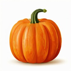 Obraz premium Vibrant Orange Pumpkin Isolated on a White Background with Natural Details